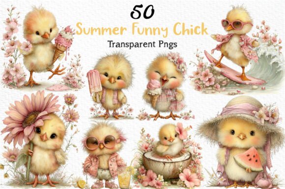Bringing Joy to Design with Summer Funny Chick Clipart PNG