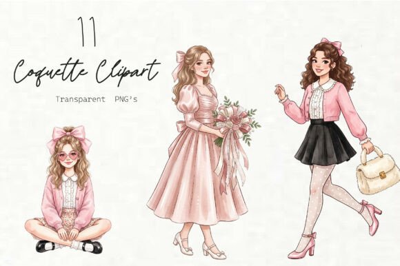 Coquette Clipart Bundle: Elevating Digital Design with Feminine Aesthetics