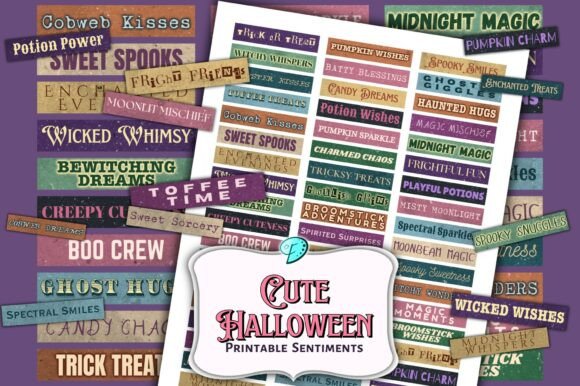 Cute Halloween Printable Sentiments Guide