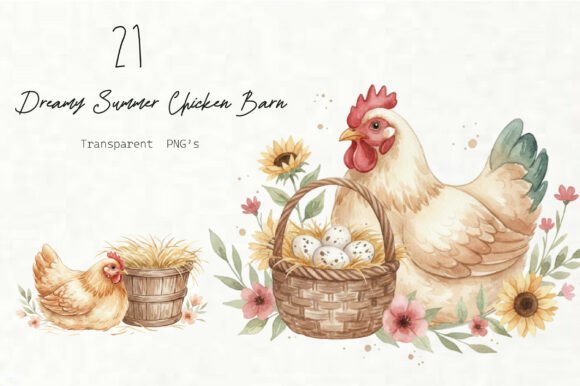Dreamy Summer Chicken Barn Clipart