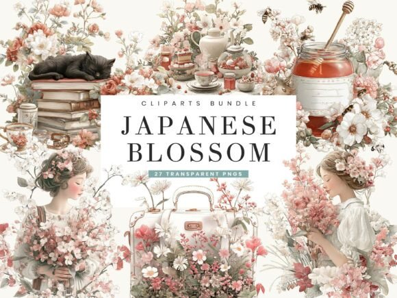 Elegant Japanese Blossom Floral Clipart Guide