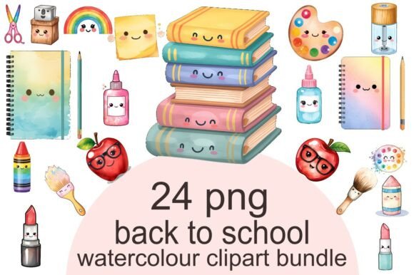 Integrating Kawaii Back to School Watercolor Clipart into Modern Creative Workflows