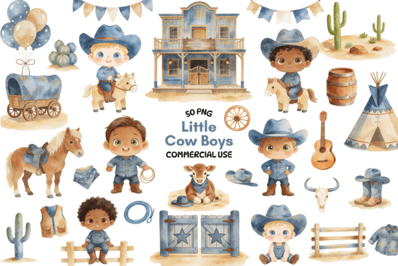 Little Cowboy Clipart Bundle Cute Wester: A Creative Resource for Western-Themed Designs