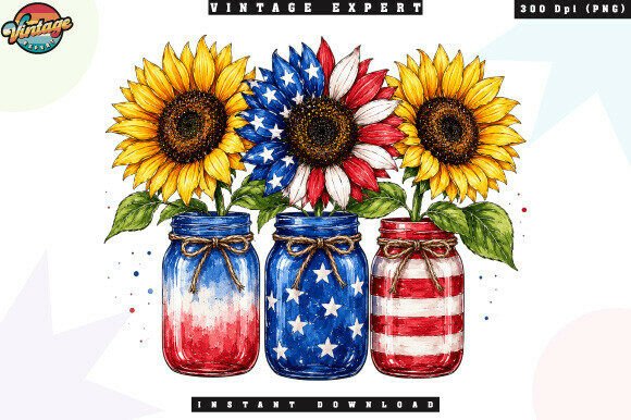 Patriotic Sunflower Mason Jar PNG: Elevating Your Fourth of July Designs