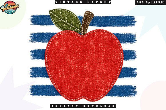 Retro Teacher Apple Patchwork PNG: A Vintage Design Resource for Modern Creators