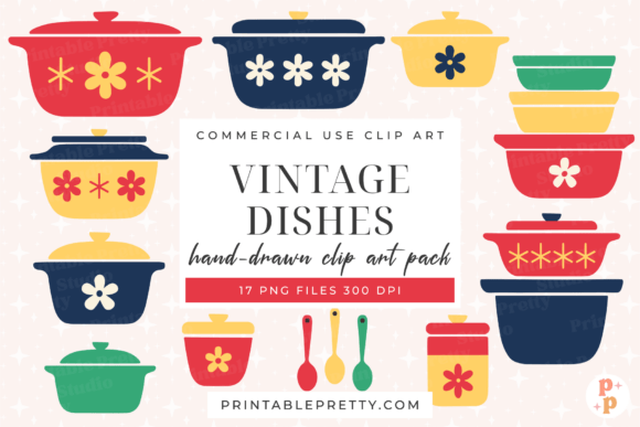 Reviving Mid-Century Charm: A Guide to Using the Vintage Dishes Retro Kitchen PNG Pack
