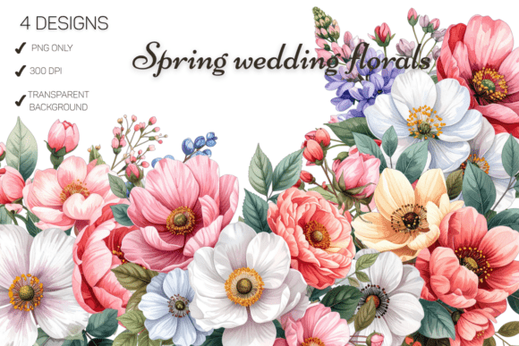 Soft Spring Wedding Floral PNG for Romantic Designs