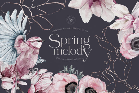 Spring Watercolor Birds and Flowers: Elevating Digital Design with Hand-Painted Charm