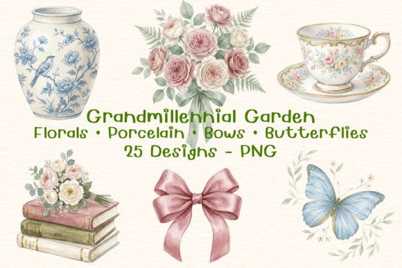 Strategic Aesthetics: Leveraging the Grandmillennial Garden Clipart Bundle for Brand Cohesion