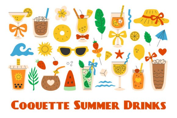 Strategic Visual Assets: Leveraging Coquette Summer Drinks PNG Clipart for Brand Impact