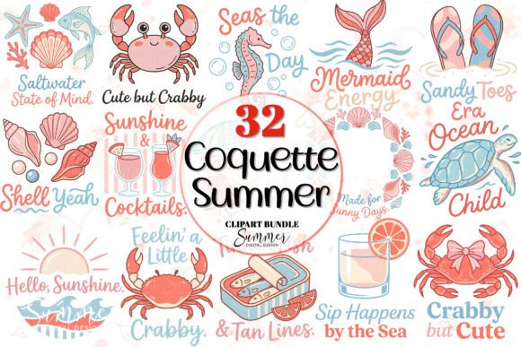 Strategic Visual Branding with the Coquette Girl Summer Clipart Bundle