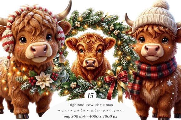 Strategic Visual Positioning with Highland Cow Christmas Clipart