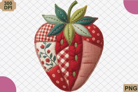 Vintage Patchwork Strawberry PNG Guide