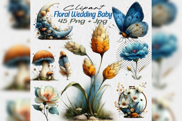 Watercolor Floral Clipart for Weddings & Babies